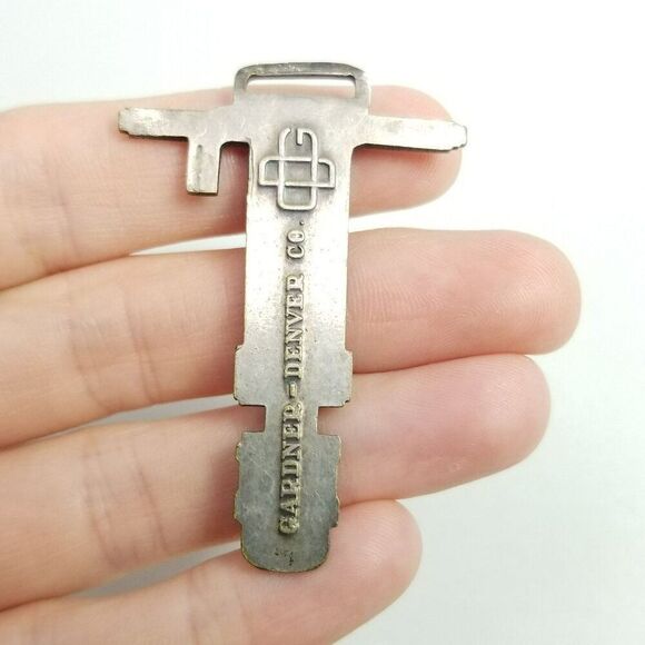 Vintage Gardner Denver Co Jack Hammer Air Drill Advertising Watch Fob Estate - Picture 2 of 7